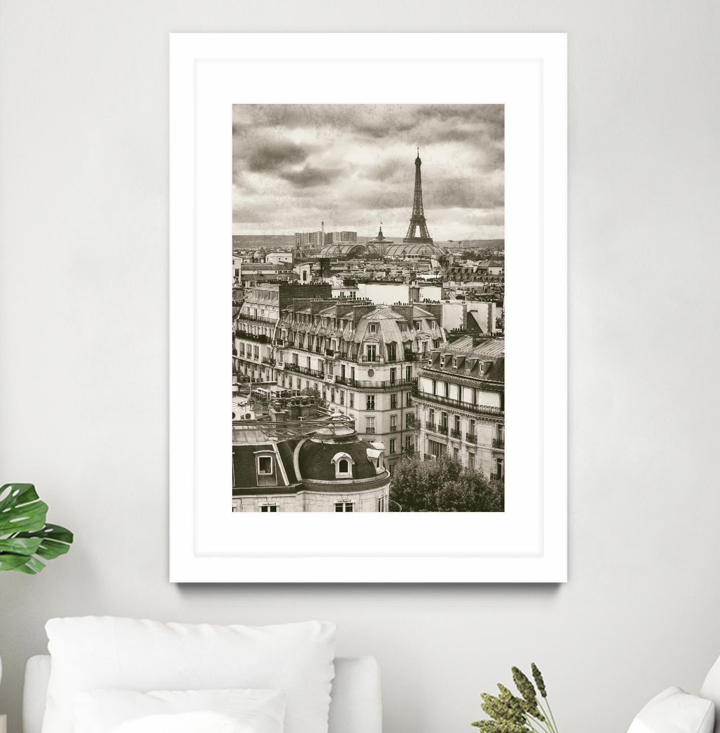Rooftops and Eiffel by Jody Stuart on GIANT ART - white city scene