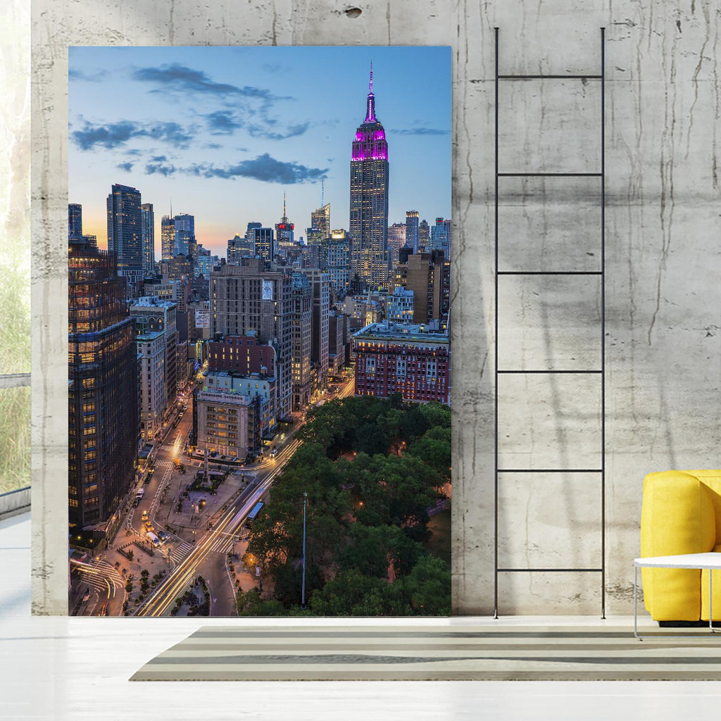 Manhattan Skyline at Twilight by Franklin J. Kearney on GIANT ART - yellow city scene