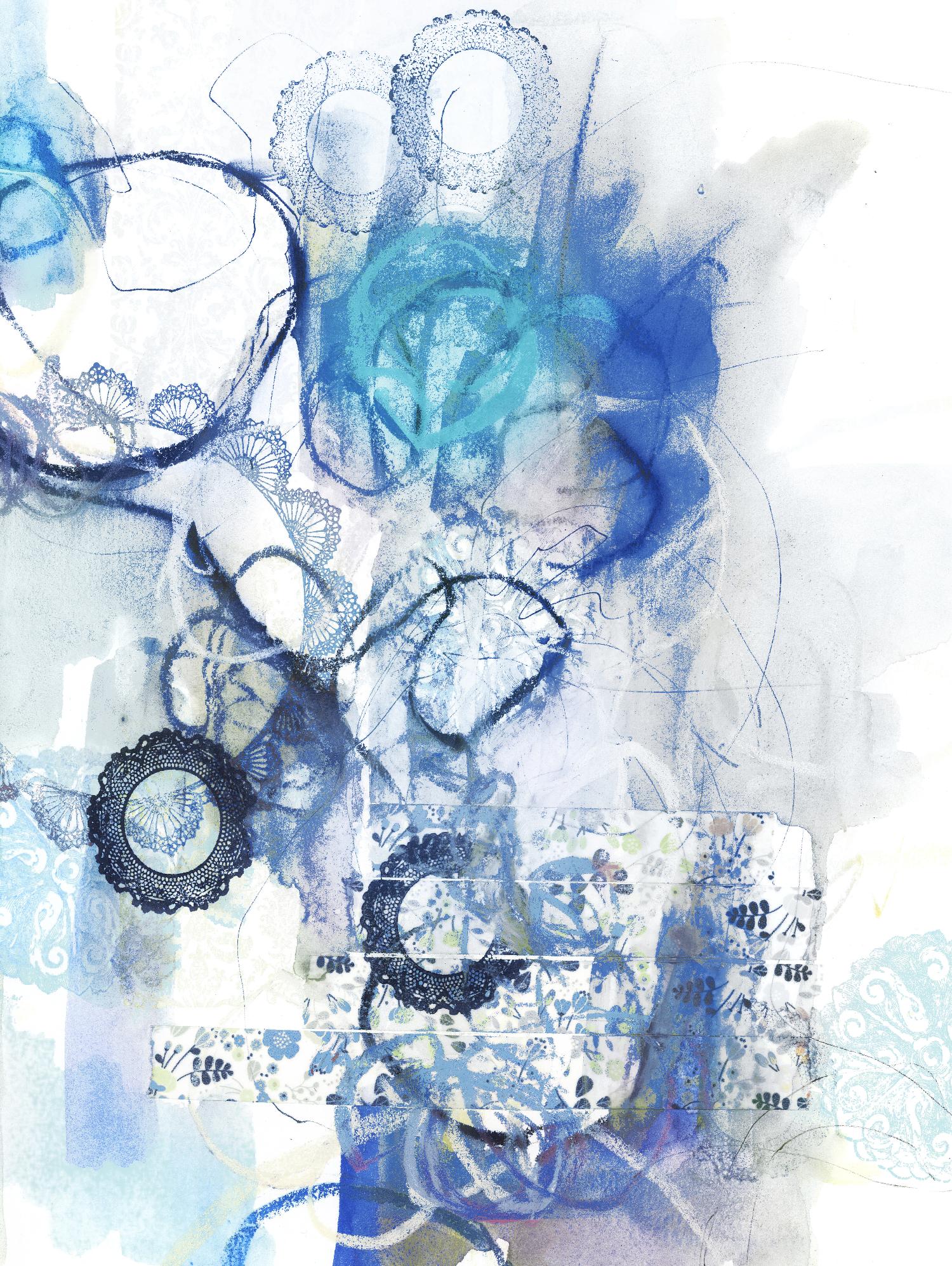 Aqua II par Kathryn Neale sur GIANT ART - abstrait blanc