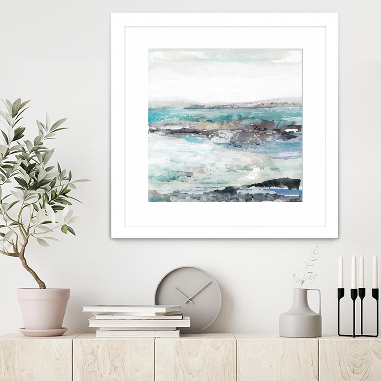 Sea Foam I by Maya Woods on GIANT ART - cyan abstract