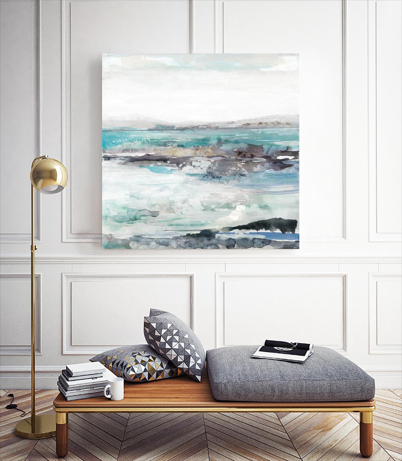 Sea Foam I by Maya Woods on GIANT ART - cyan abstract