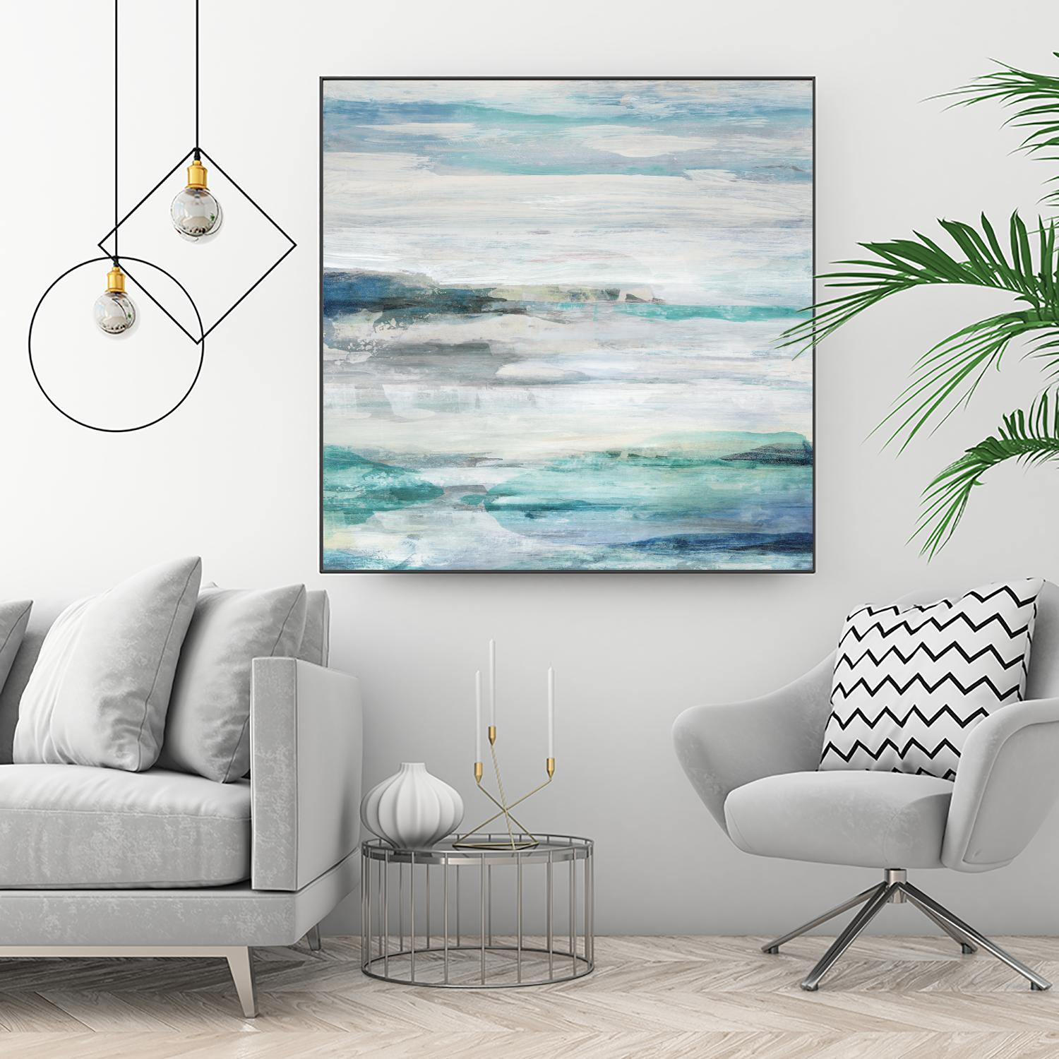 Sea Foam II by Maya Woods on GIANT ART - cyan abstract