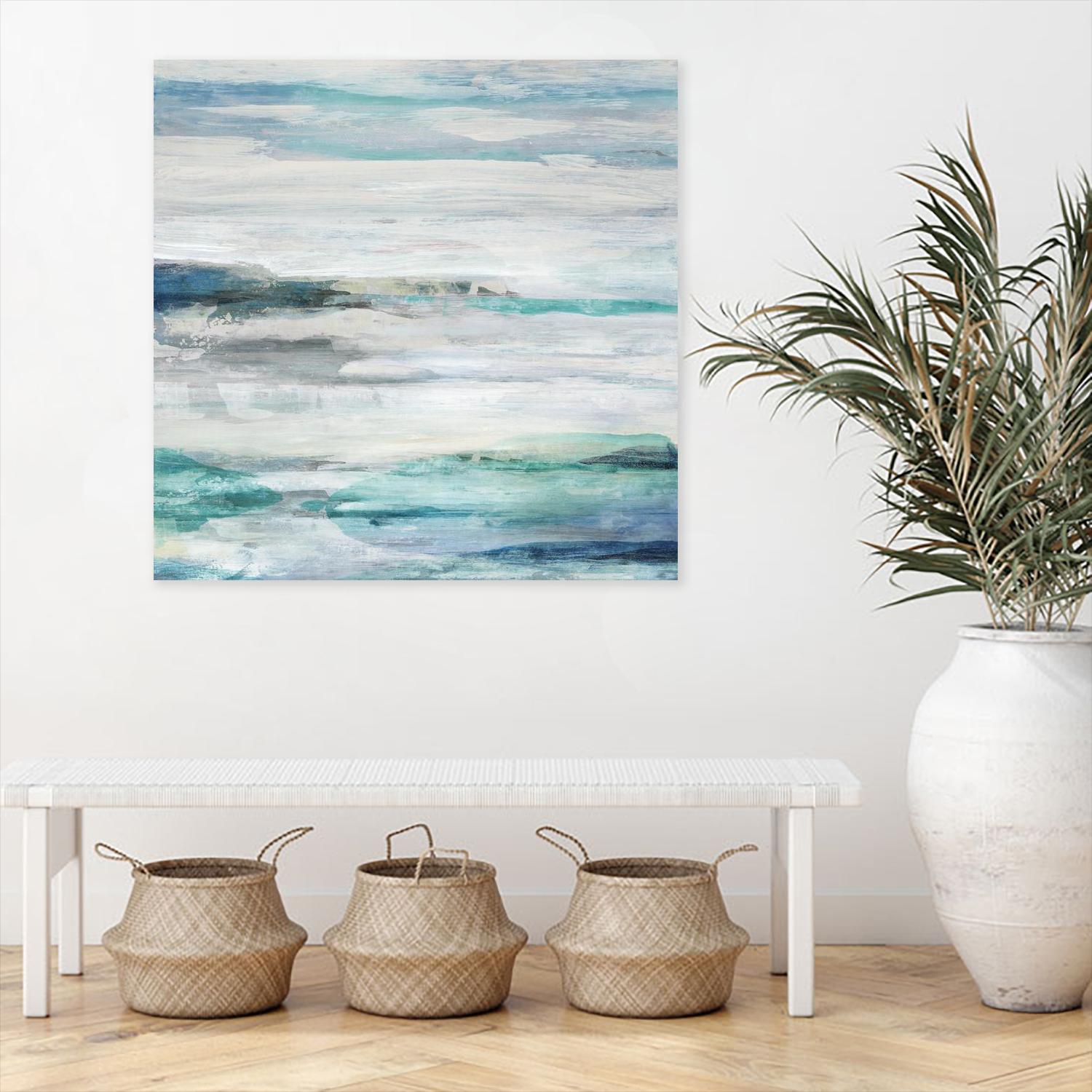 Sea Foam II by Maya Woods on GIANT ART - cyan abstract