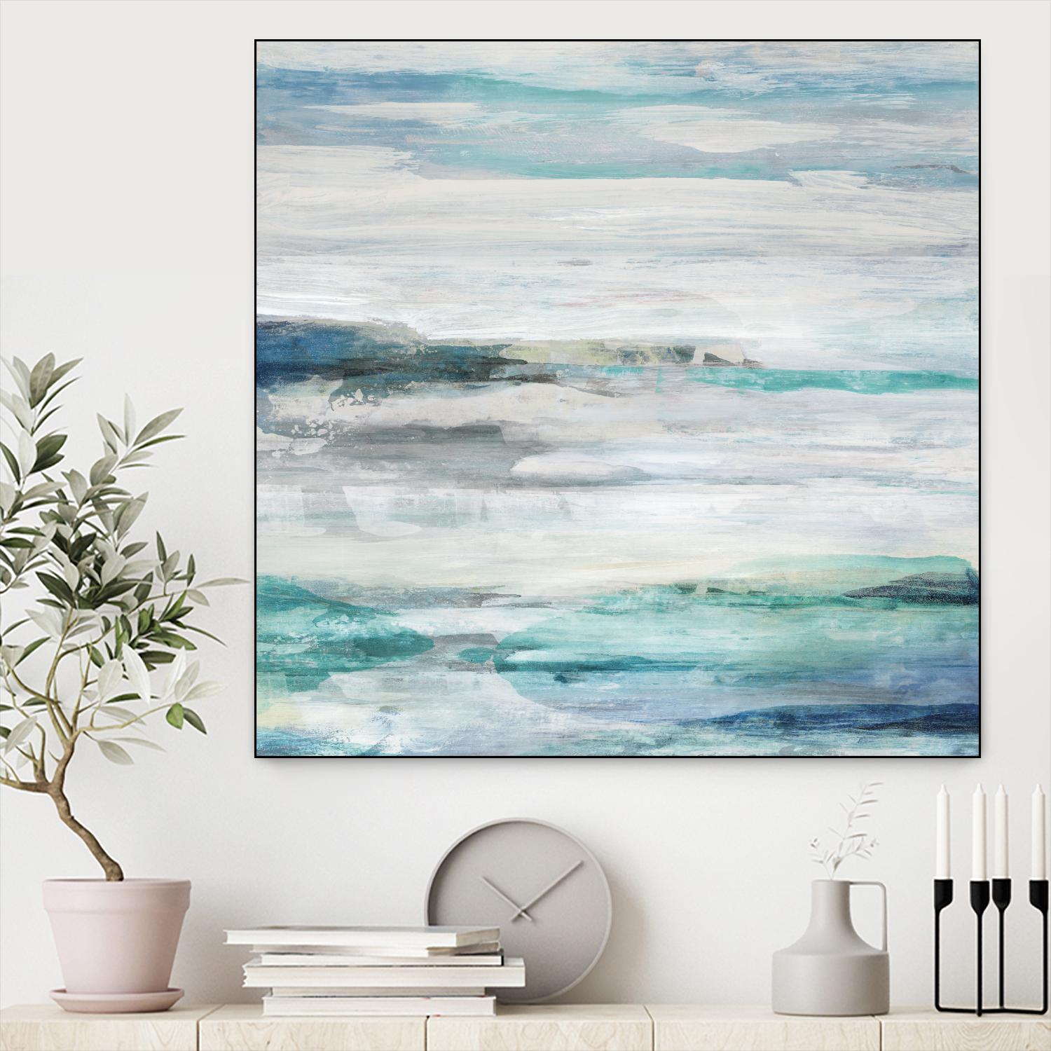 Sea Foam II by Maya Woods on GIANT ART - cyan abstract