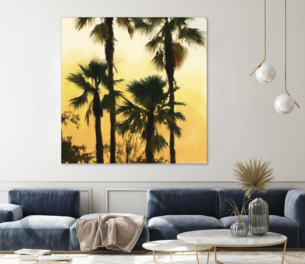Morning Palm Tree I par Rick Novak sur GIANT ART - jaune tropical