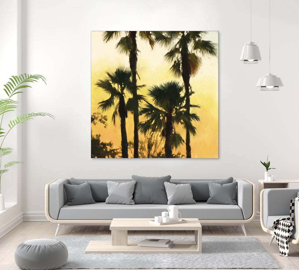 Morning Palm Tree I par Rick Novak sur GIANT ART - jaune tropical