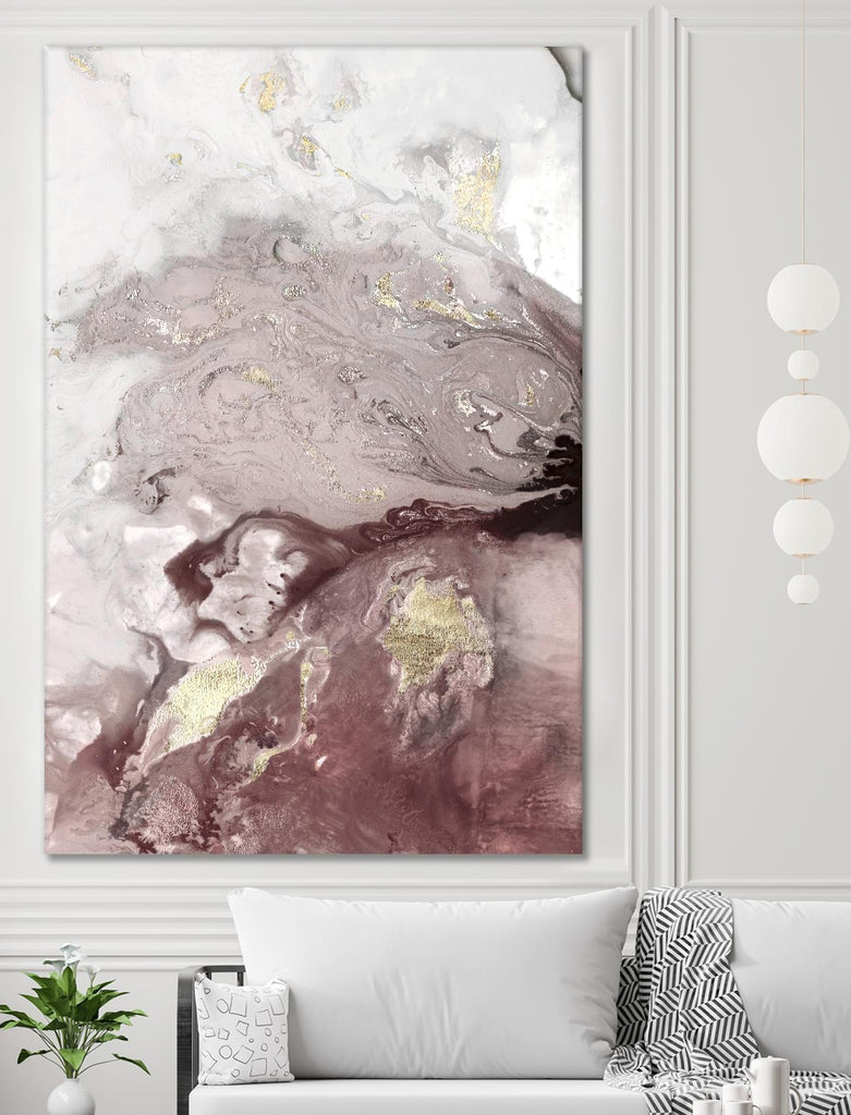 Ocean Splash I Burgundy Version by PI Studio on GIANT ART - white abstract