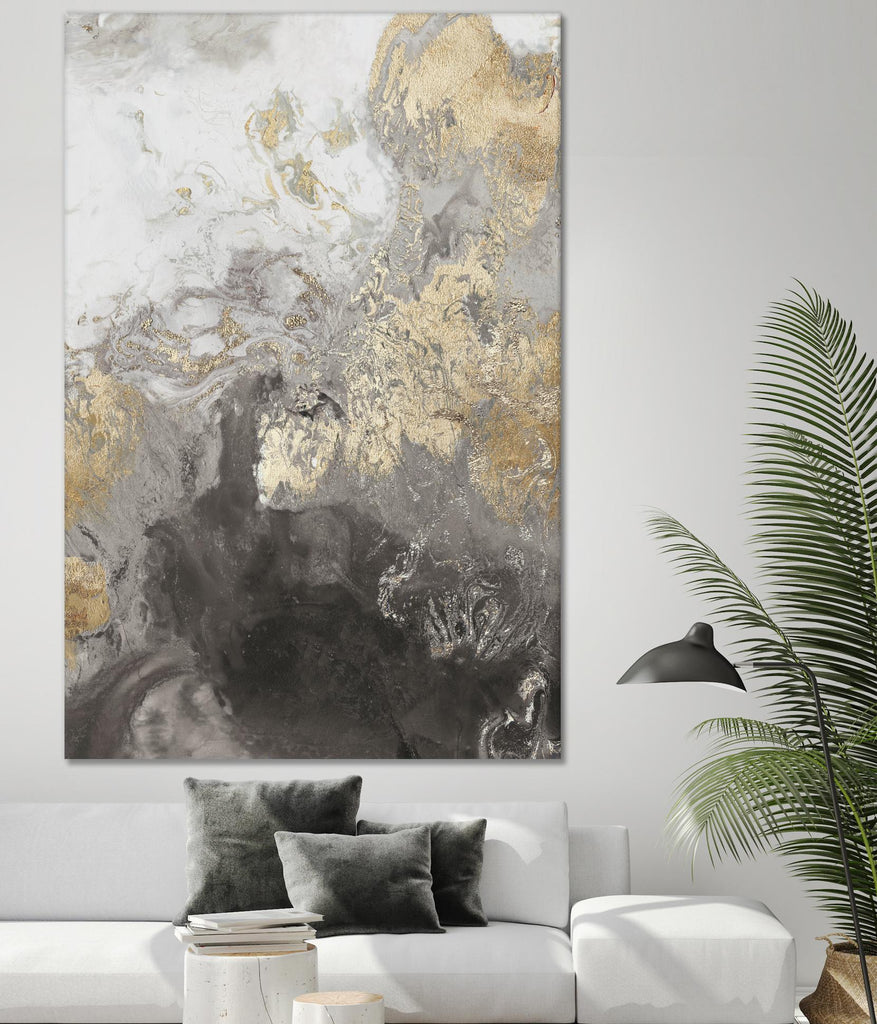 Ocean Splash II Grey Version by PI Studio on GIANT ART - gold abstract