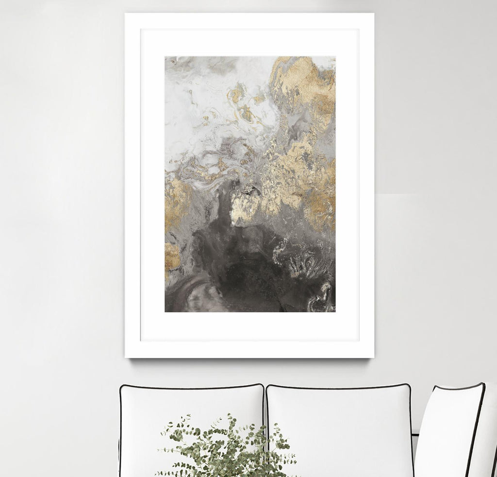 Ocean Splash II Grey Version by PI Studio on GIANT ART - gold abstract