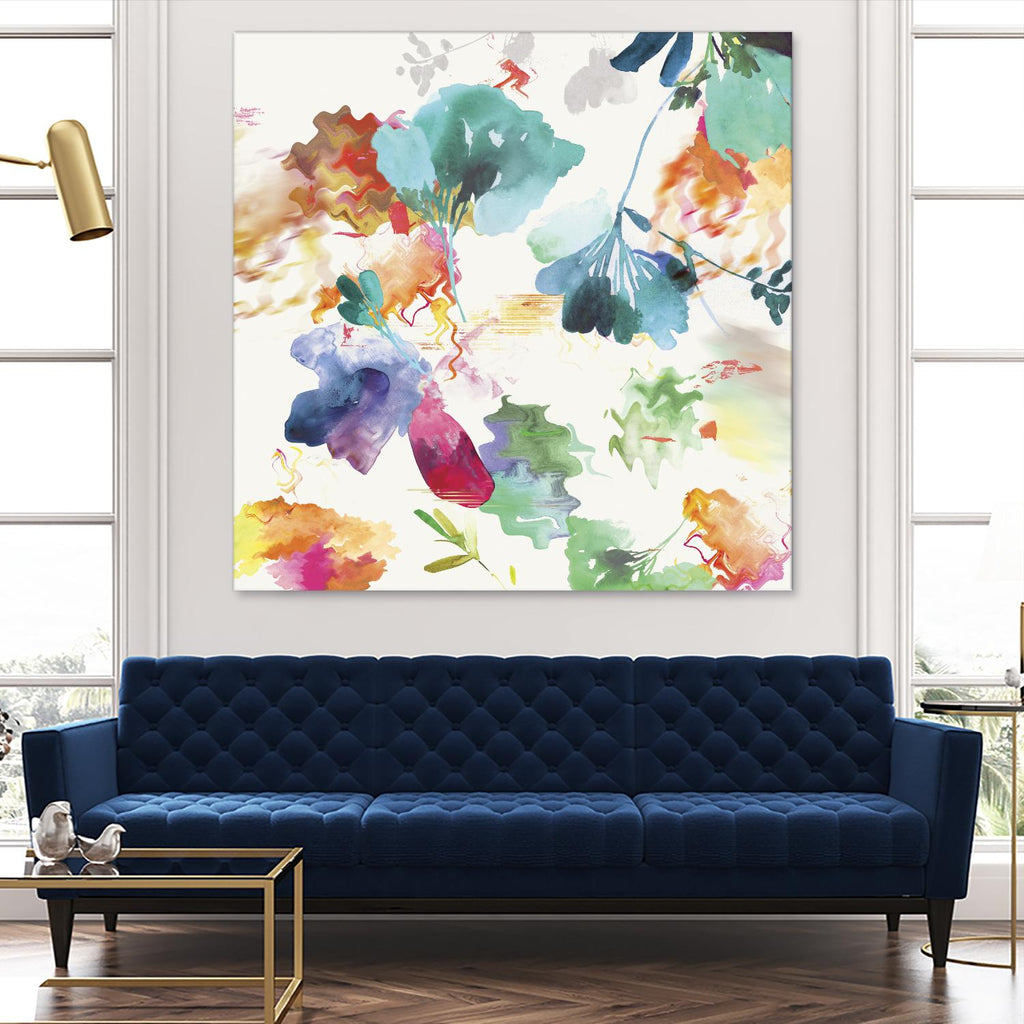 Glitchy Floral I par PI Studio sur GIANT ART - bleu abstrait