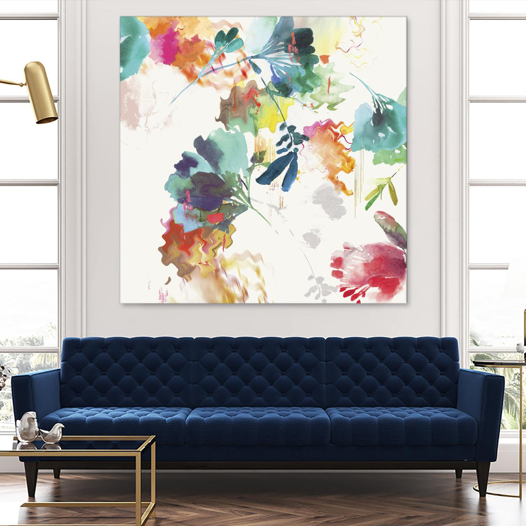 Glitchy Floral II par PI Studio sur GIANT ART - abstrait bleu