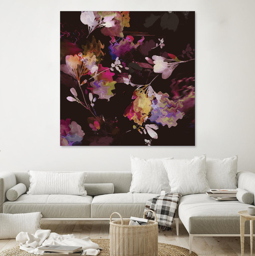 Glitchy Floral III par PI Studio sur GIANT ART - abstrait rose