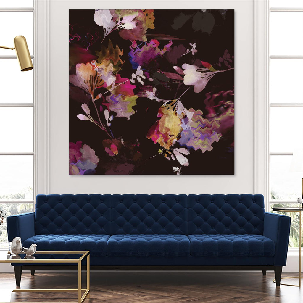 Glitchy Floral III par PI Studio sur GIANT ART - abstrait rose