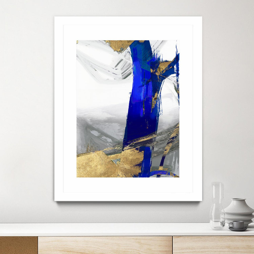 Indigo Abstract IV by PI Studio on GIANT ART - gold abstract
