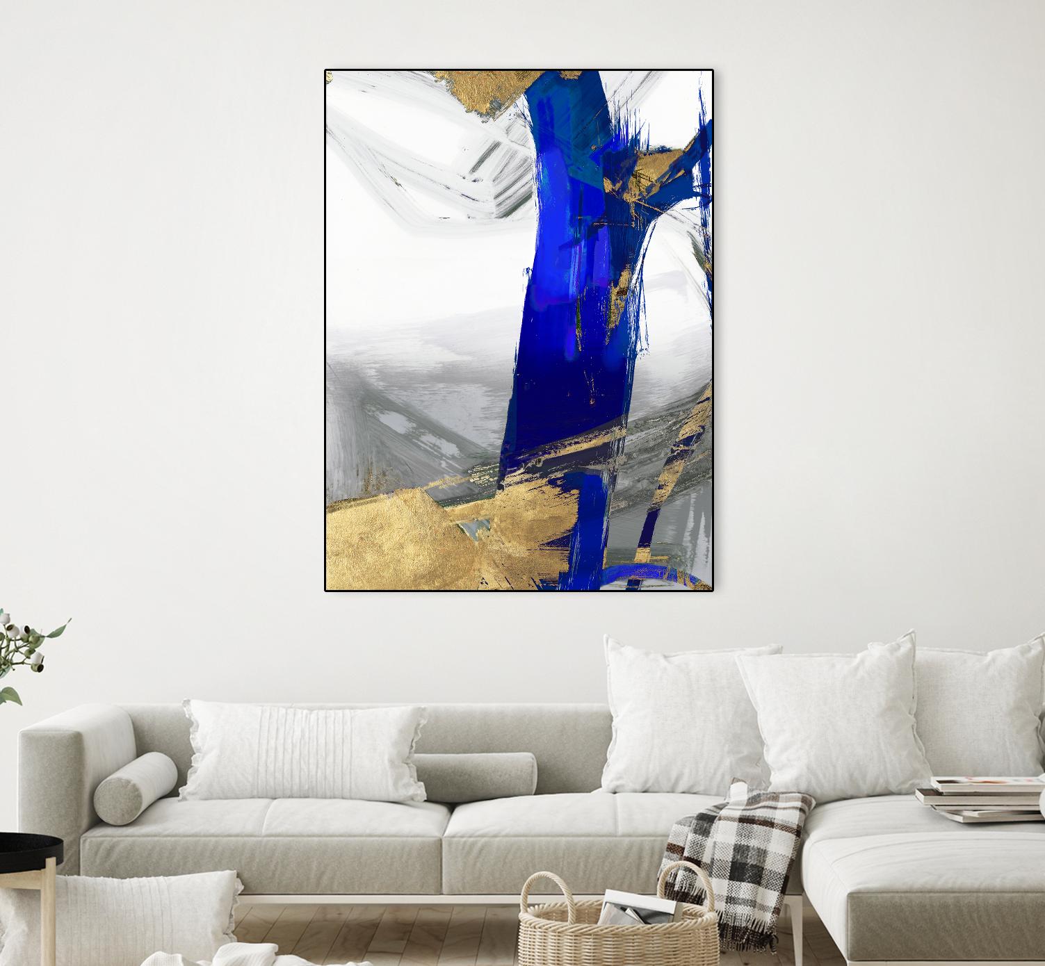 Indigo Abstract IV by PI Studio on GIANT ART - gold abstract