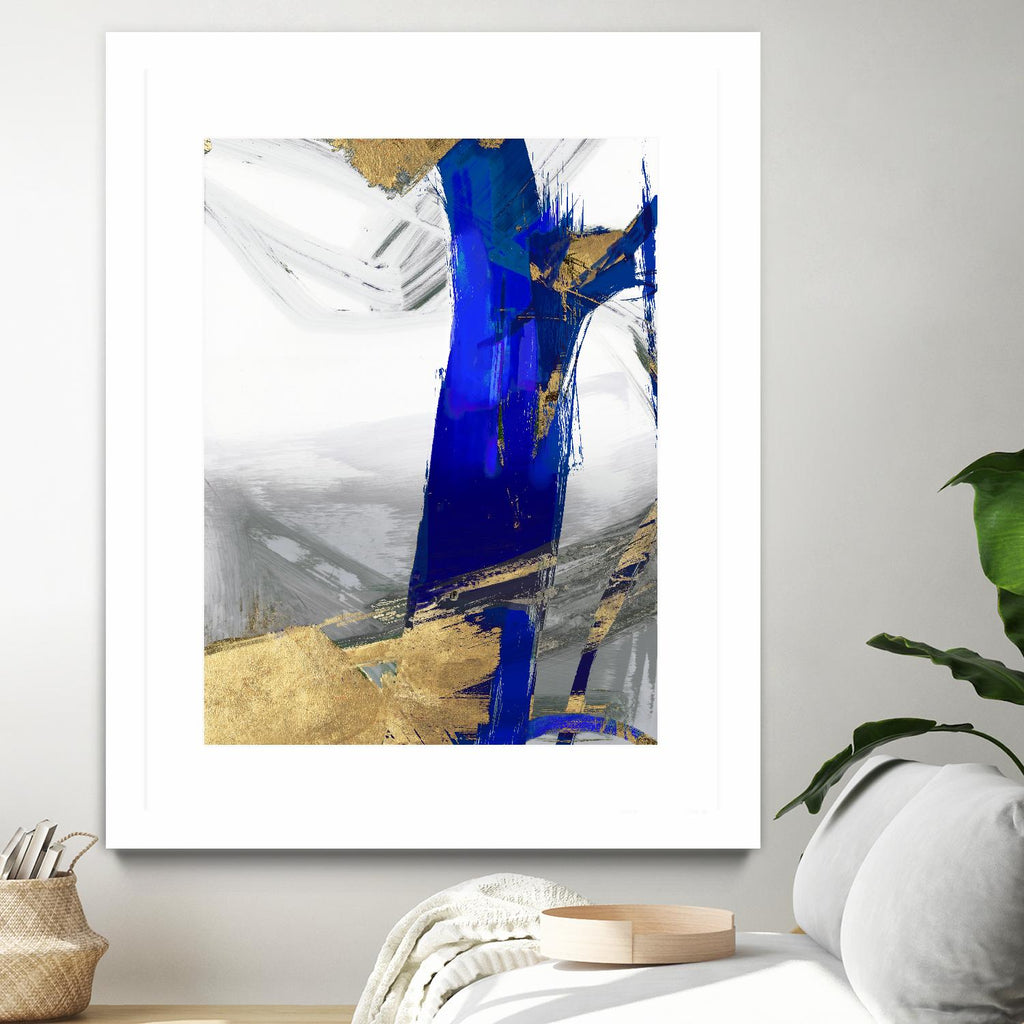 Indigo Abstract IV by PI Studio on GIANT ART - gold abstract