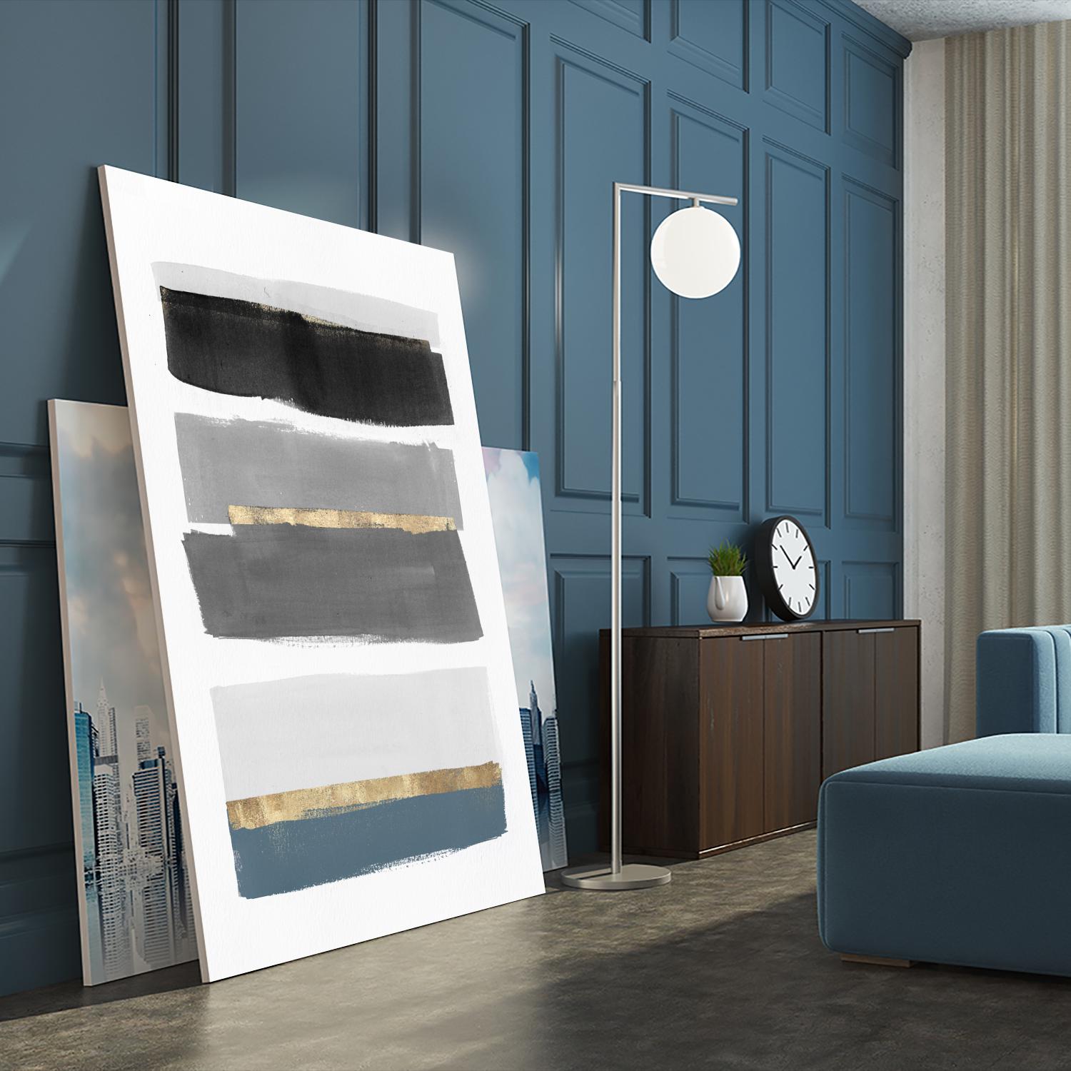 Stacked Stripes III by PI Studio  on GIANT ART - gold shapes stripes