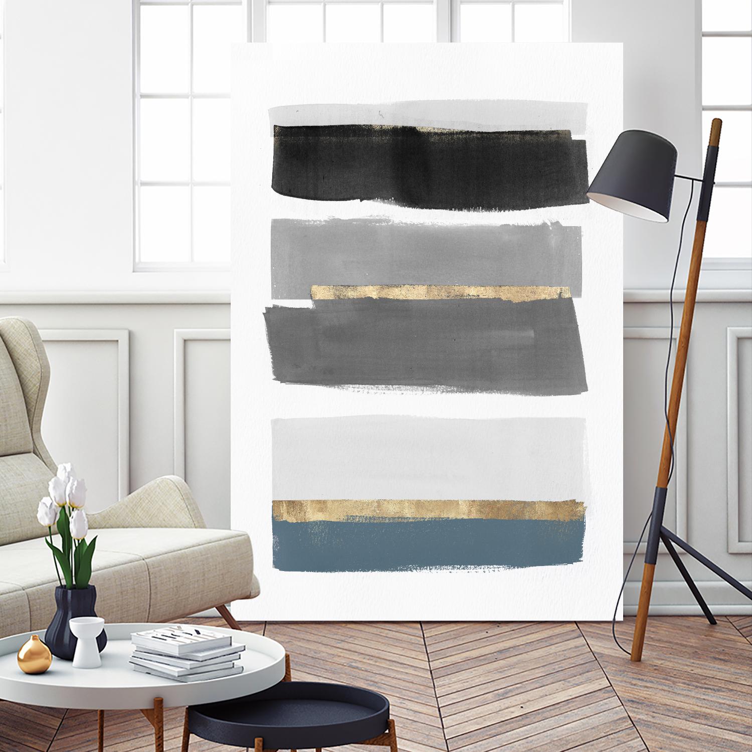 Stacked Stripes III by PI Studio  on GIANT ART - gold shapes stripes