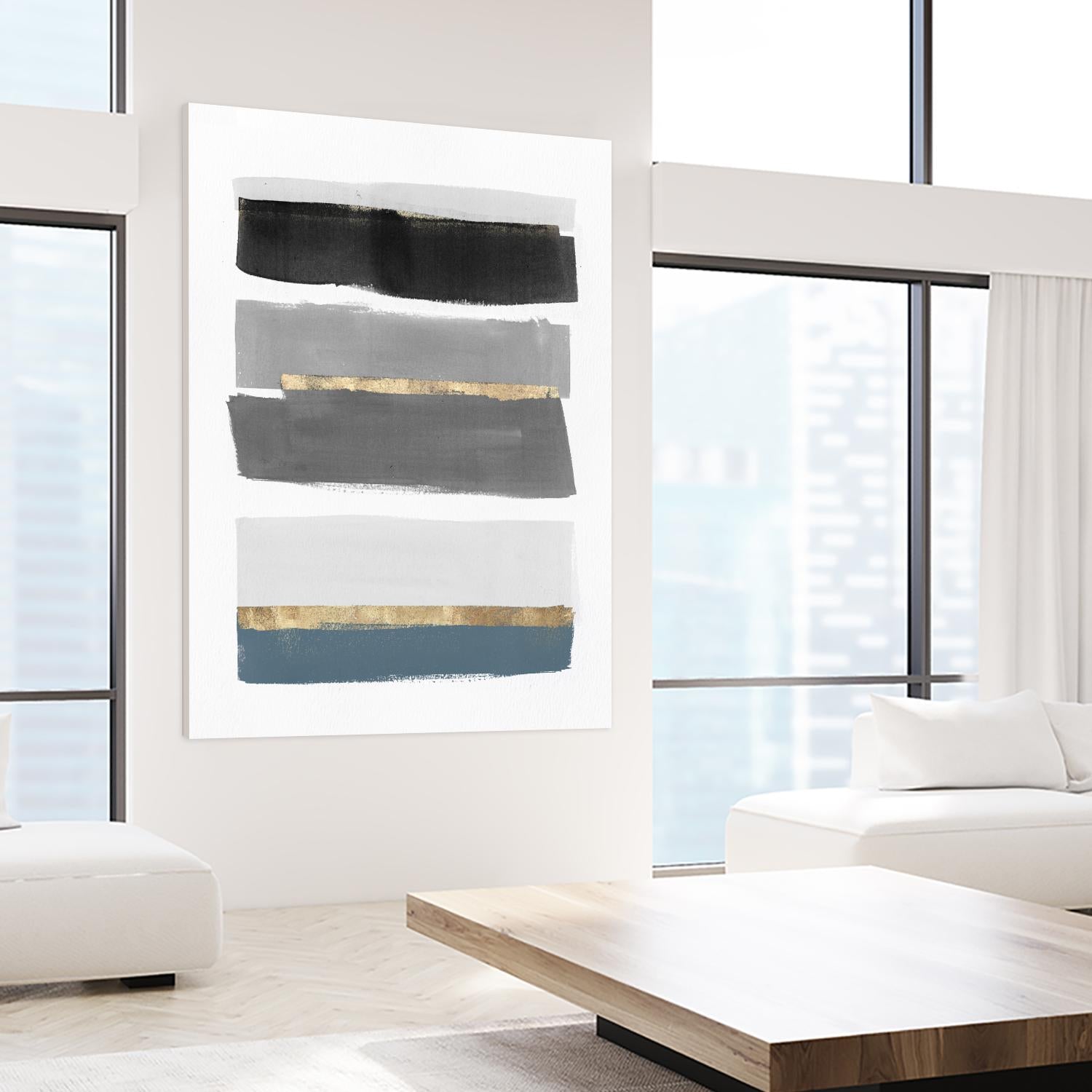 Stacked Stripes III by PI Studio  on GIANT ART - gold shapes stripes