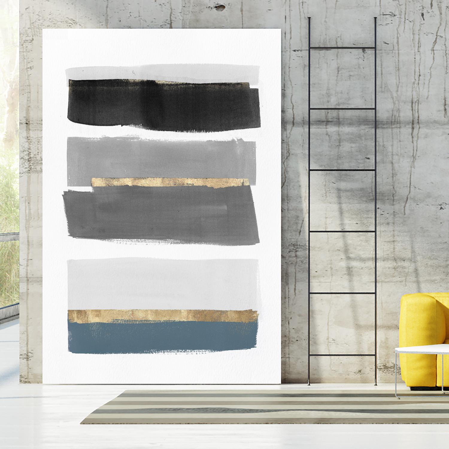 Stacked Stripes III by PI Studio  on GIANT ART - gold shapes stripes