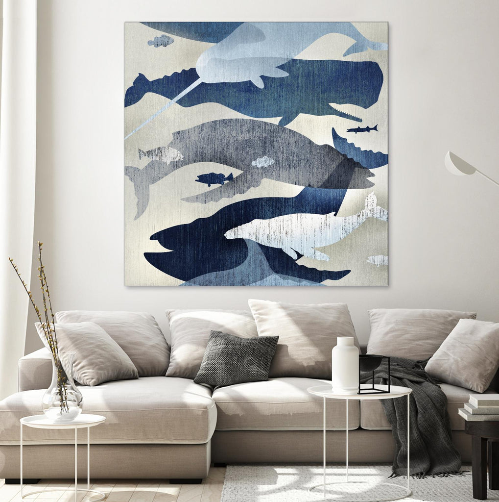 Whale Watching I par Edward Selkirk sur GIANT ART - beige nautique