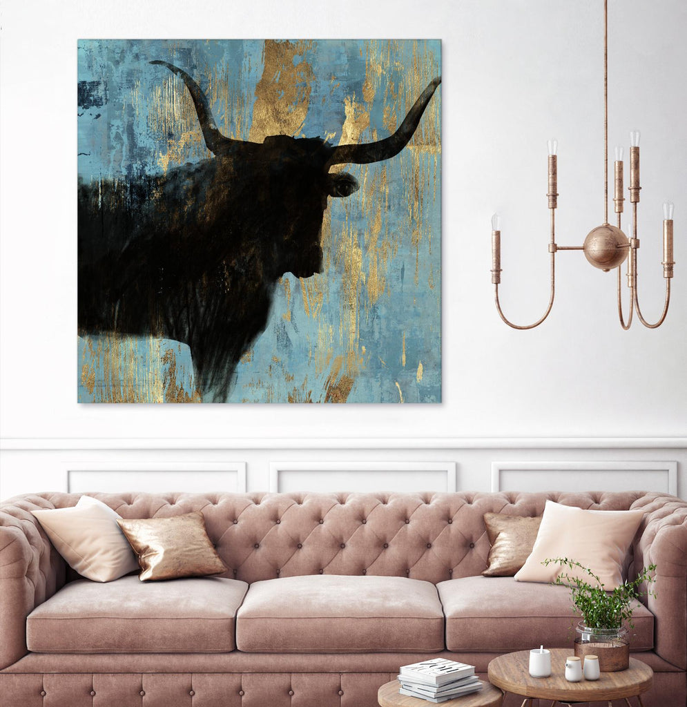 Bison I par Aimee Wilson sur GIANT ART - bleu contemporain