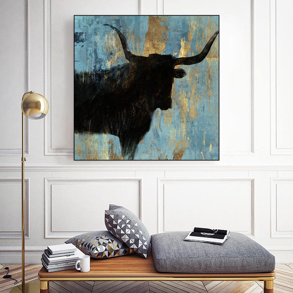 Bison I par Aimee Wilson sur GIANT ART - bleu contemporain