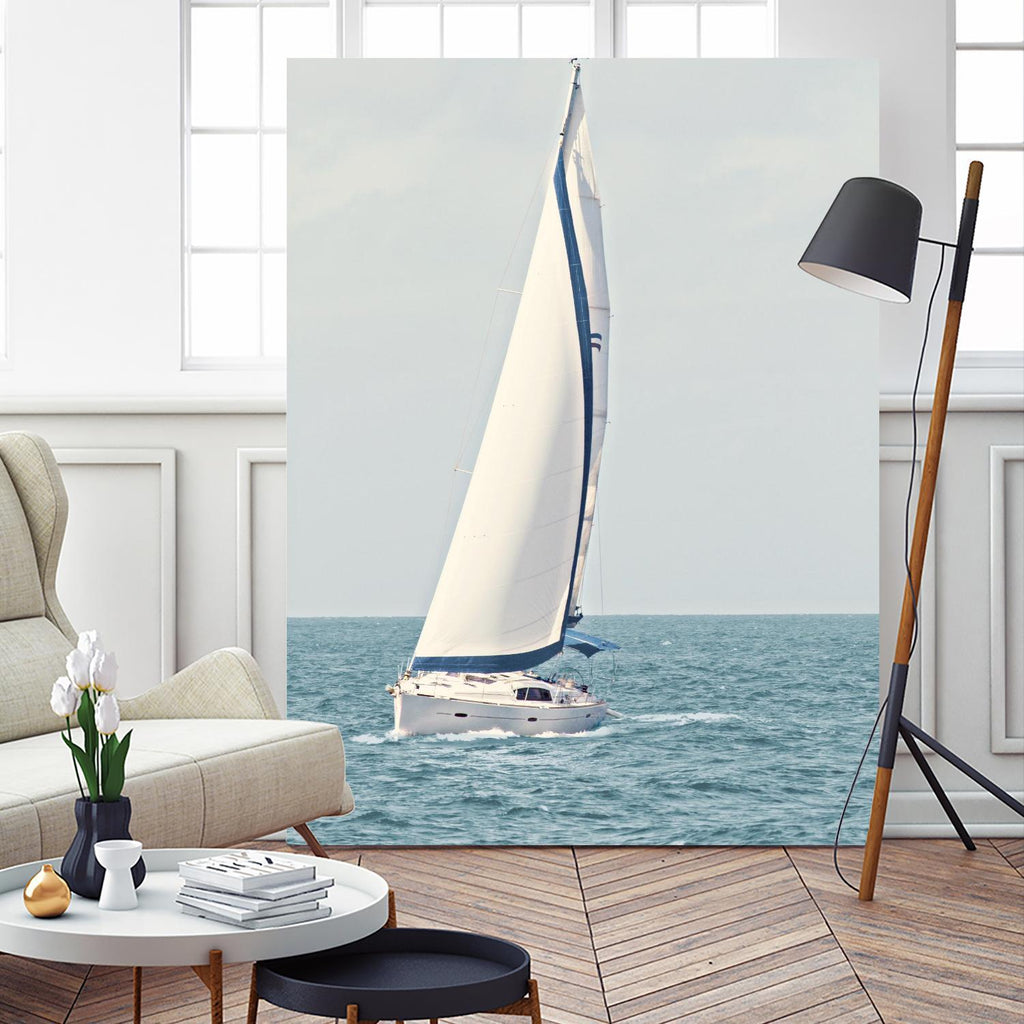 Sailboat In The Ocean by Kathy Mansfield on GIANT ART - coastal 