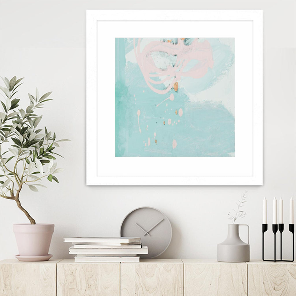 Brise printanière rose et turquoise II de Patricia Pinto sur GIANT ART - abstraction turquoise