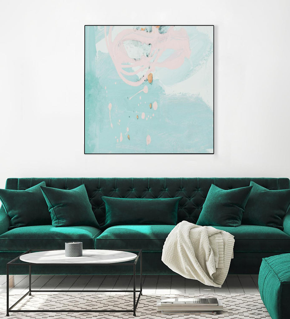 Brise printanière rose et turquoise II de Patricia Pinto sur GIANT ART - abstraction turquoise