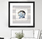 Muted Blue Sea Shell on Wood by Lanie Loreth on GIANT ART - coastal 