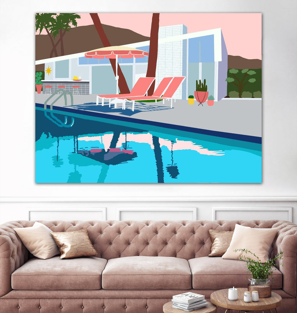 Chaises roses Pool Lounge de Jen Bucheli sur GIANT ART - décoratif 