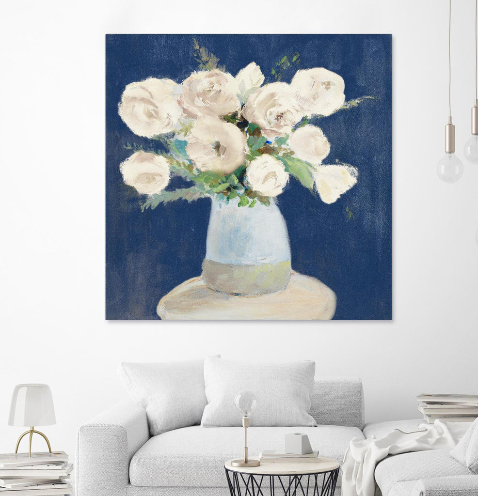 Peonies on Navy by Lanie Loreth on GIANT ART - floral 