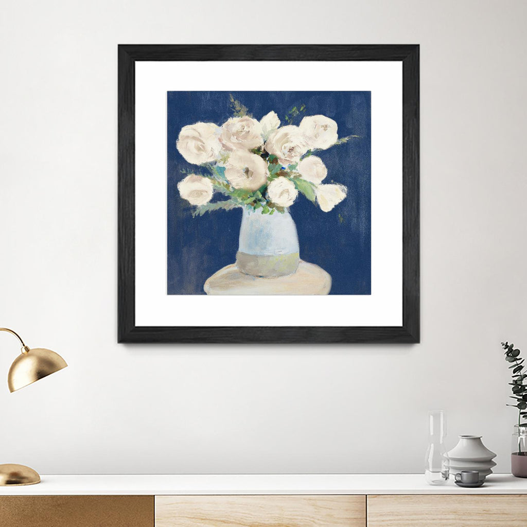 Peonies on Navy by Lanie Loreth on GIANT ART - floral 