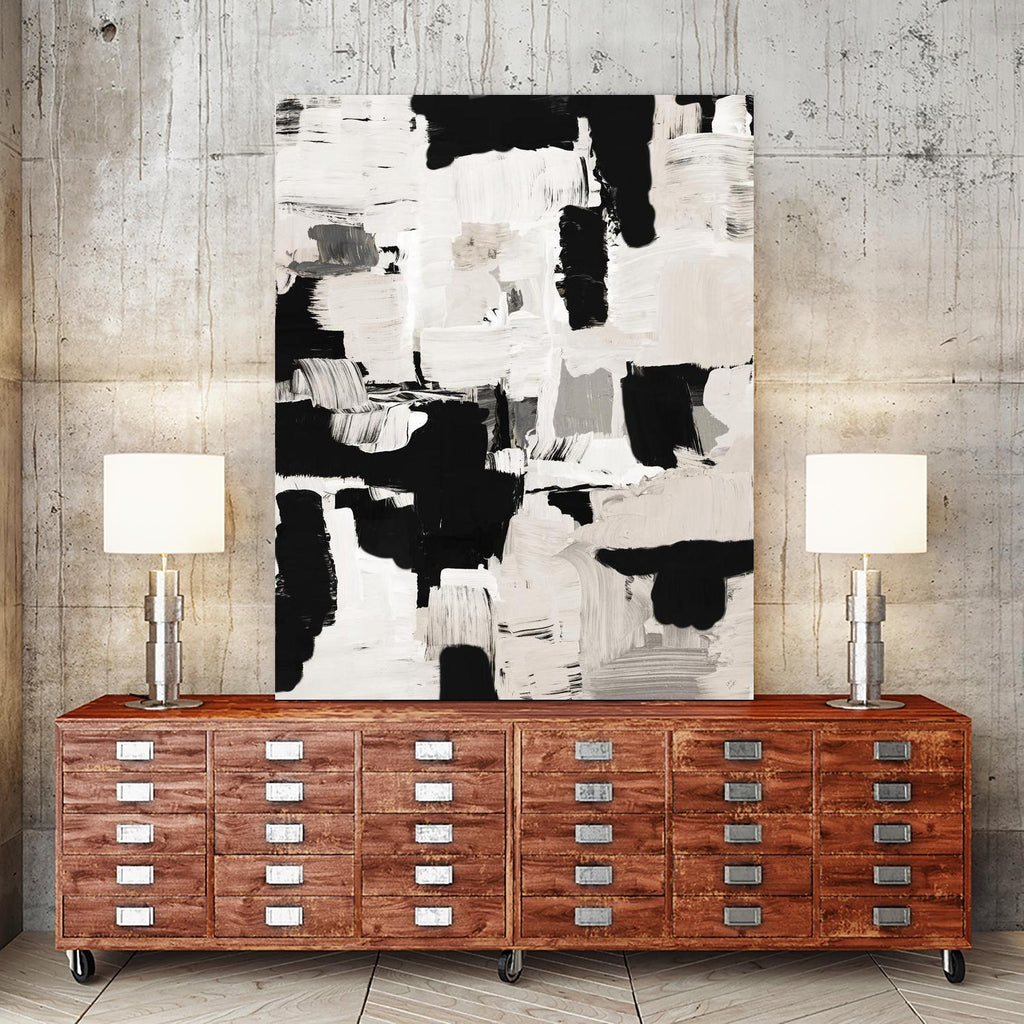 Night Peace Abstract by Lanie Loreth on GIANT ART - beige black & white white