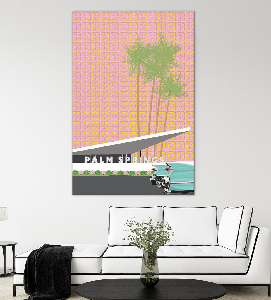 Palm Springs With Convertible by Jen Bucheli on GIANT ART - travel decorative
