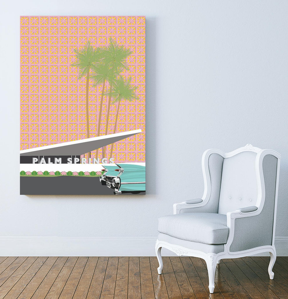 Palm Springs avec cabriolet par Jen Bucheli sur GIANT ART - travel decorative