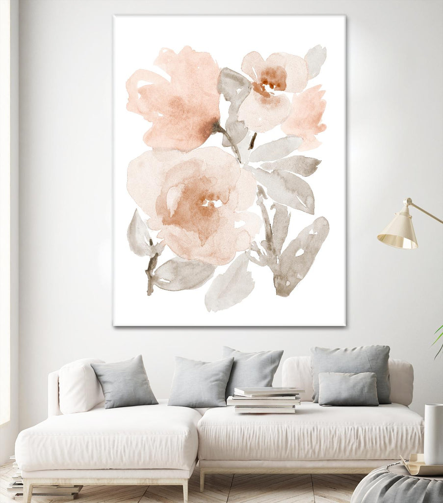 Peach Tranquil Florals I de Lanie Loreth sur GIANT ART - floral pêche