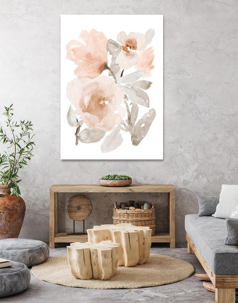Peach Tranquil Florals I de Lanie Loreth sur GIANT ART - floral pêche
