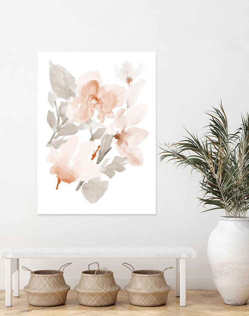 Peach Tranquil Florals II by Lanie Loreth on GIANT ART - peach floral