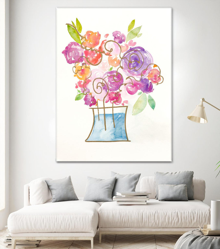 Pink and Purple Blooms II  par Nola James sur GIANT ART - floral rose