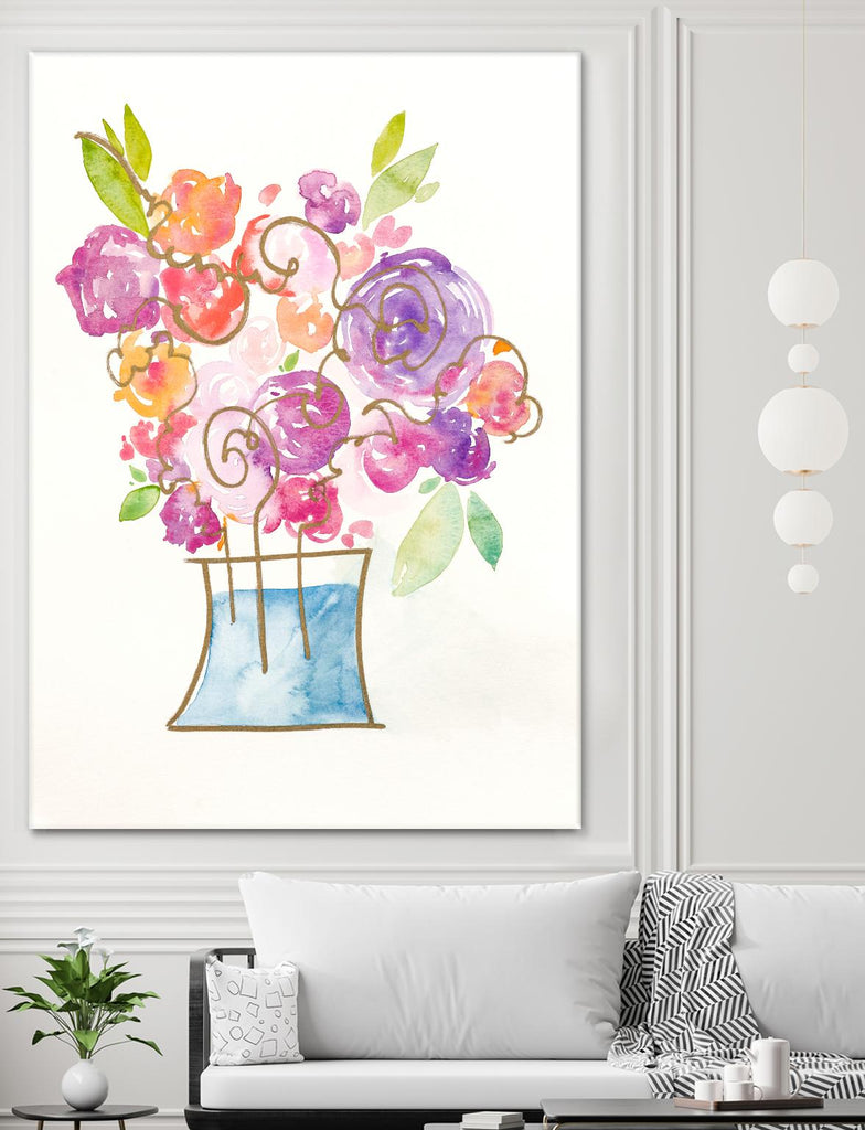 Pink and Purple Blooms II by Nola James on GIANT ART - pink floral