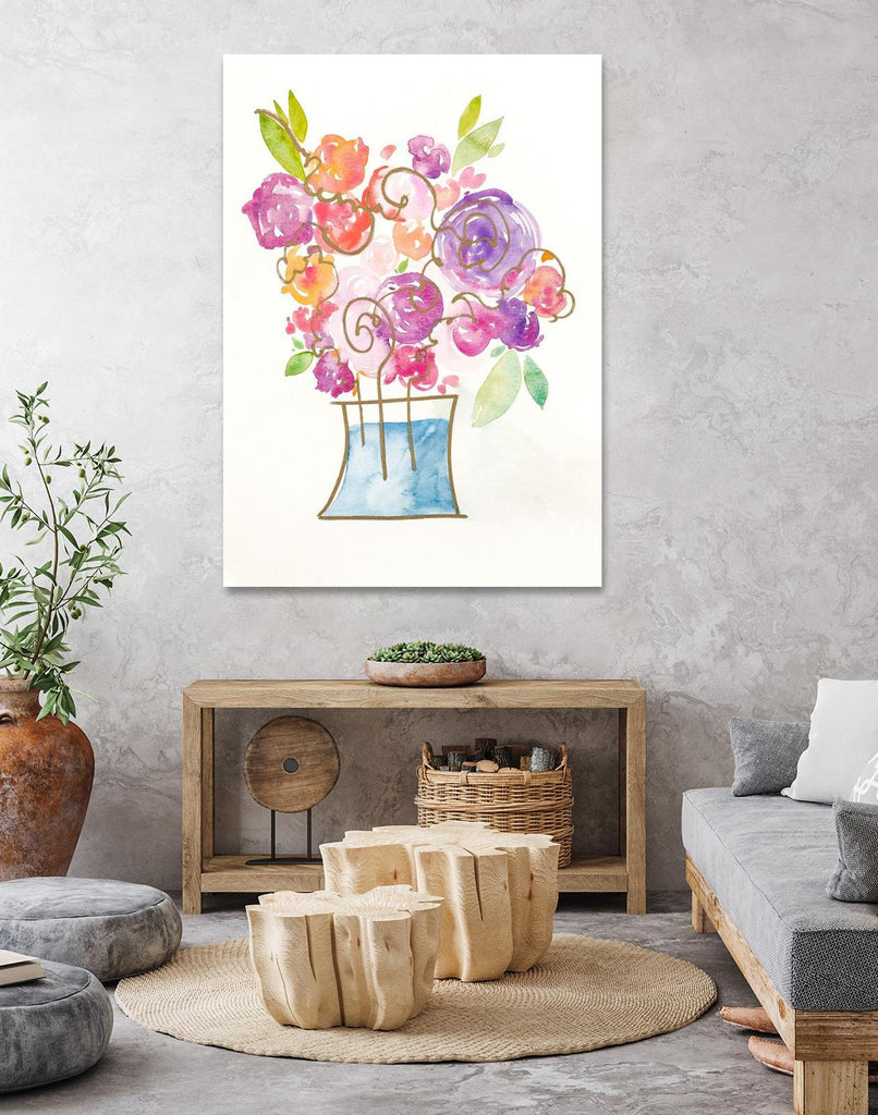 Pink and Purple Blooms II by Nola James on GIANT ART - pink floral