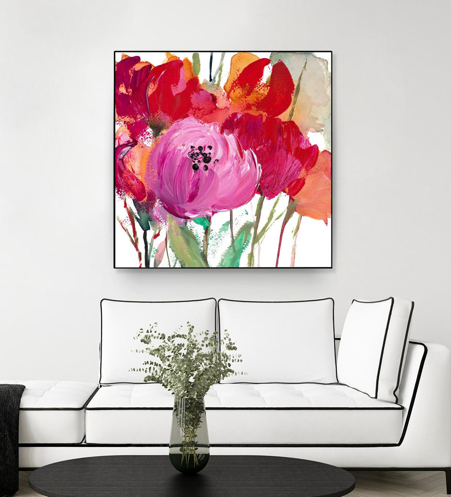 Red and Pink Flower Garden by Lanie Loreth on GIANT ART - red floral