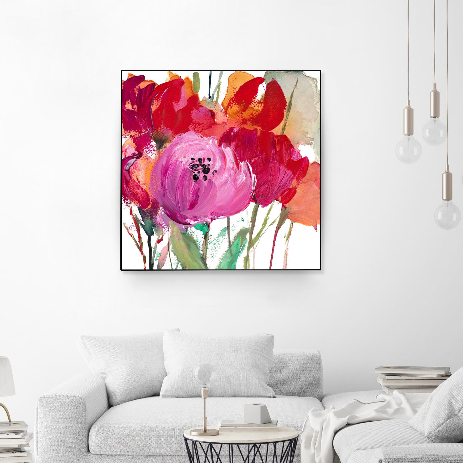 Red and Pink Flower Garden by Lanie Loreth on GIANT ART - red floral