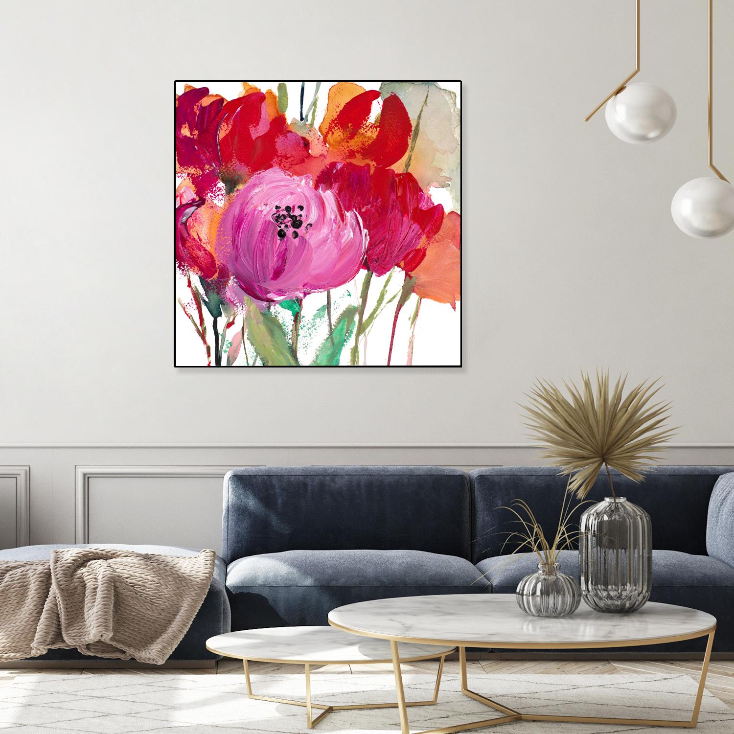 Red and Pink Flower Garden by Lanie Loreth on GIANT ART - red floral