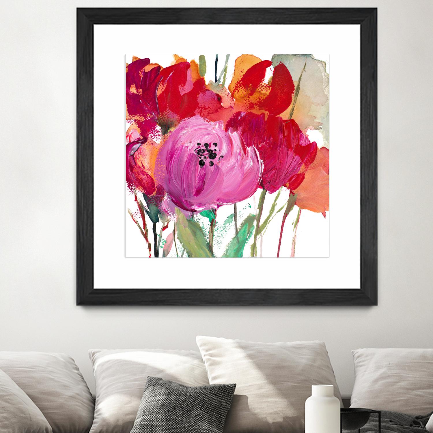 Red and Pink Flower Garden by Lanie Loreth on GIANT ART - red floral