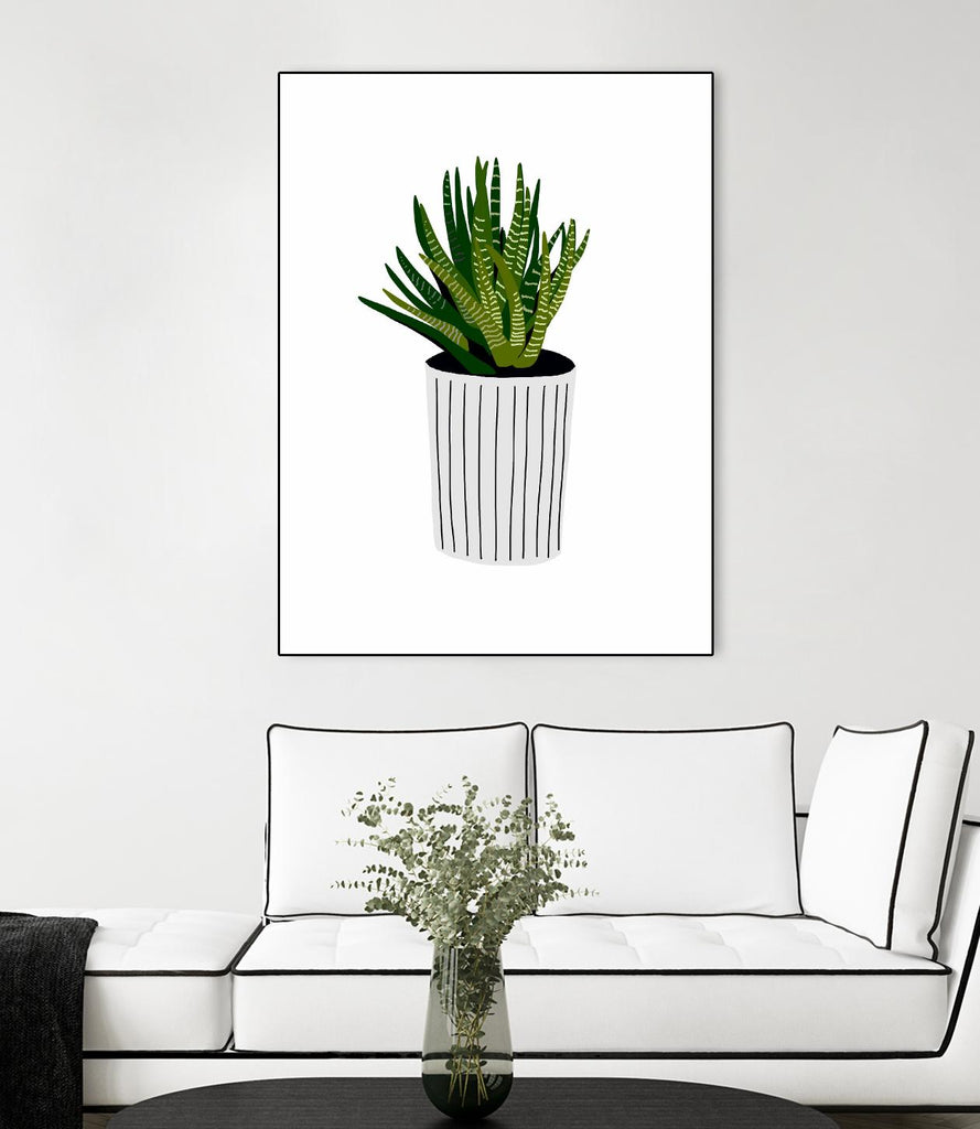 Modern Cactus Stripe Pot by Jen Bucheli on GIANT ART - floral 
