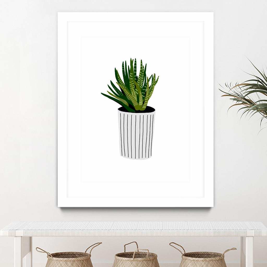 Pot moderne à rayures en forme de cactus par Jen Bucheli sur GIANT ART - floral 