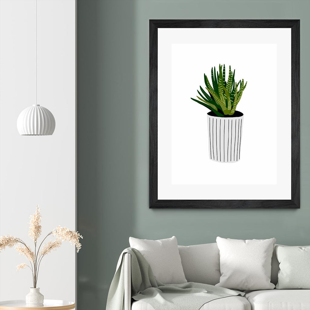 Pot moderne à rayures en forme de cactus par Jen Bucheli sur GIANT ART - floral 